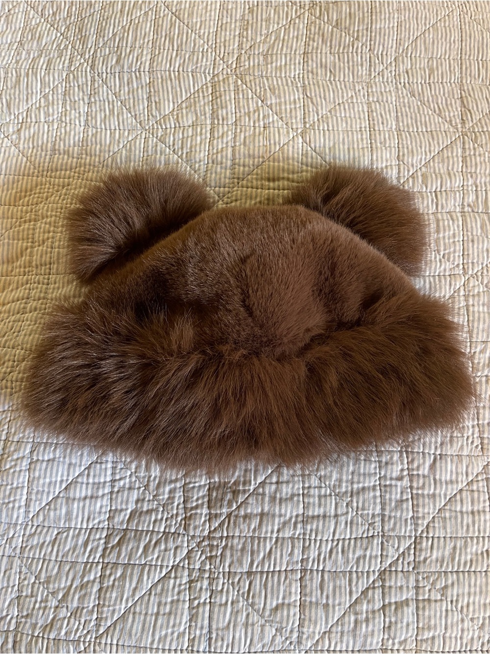 C.C Brown Faux Fur Bear-Ear Kids Hat